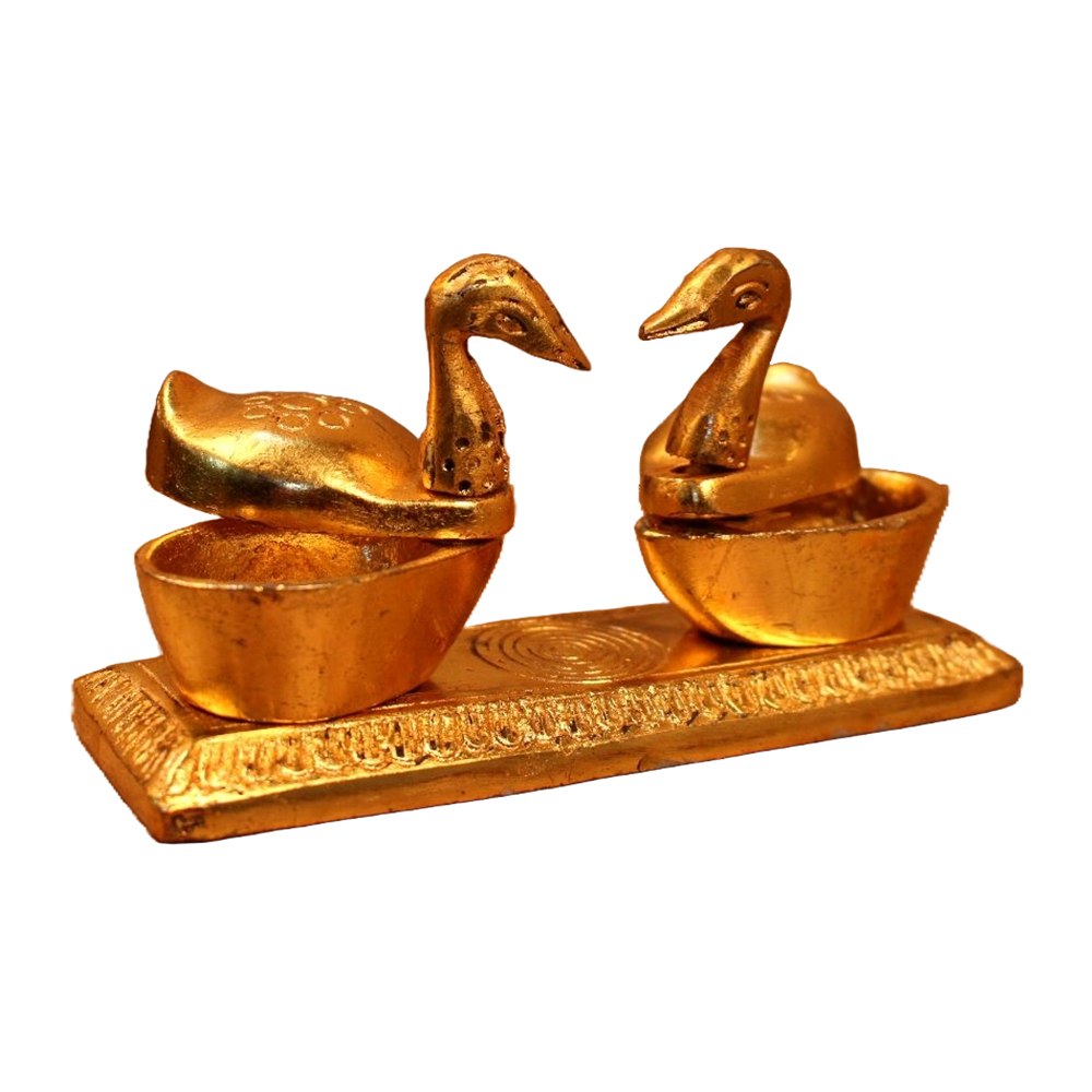 Golden Metal Duck Chopda for Pooja Purpose and Gift